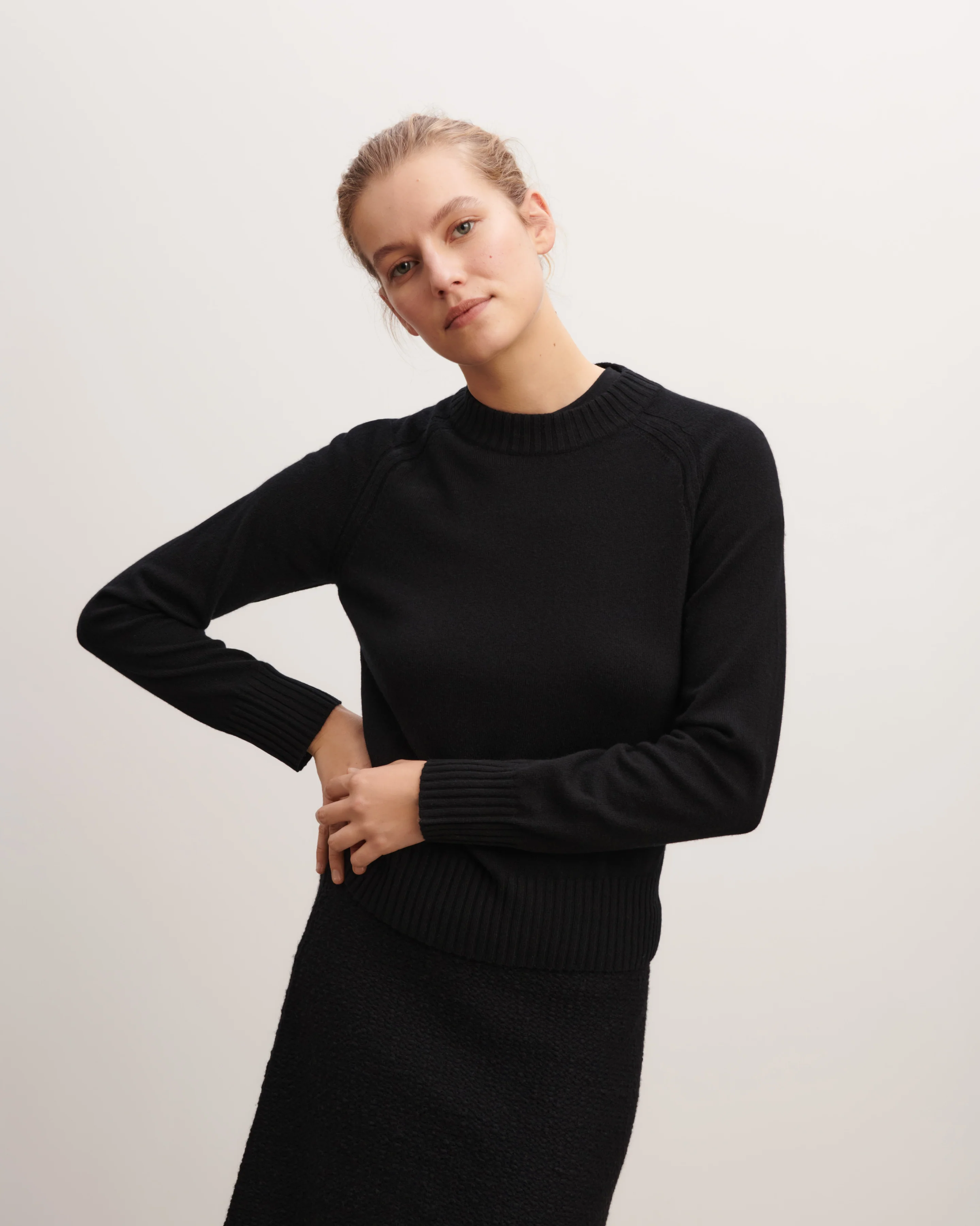 Pull col rond ajusté