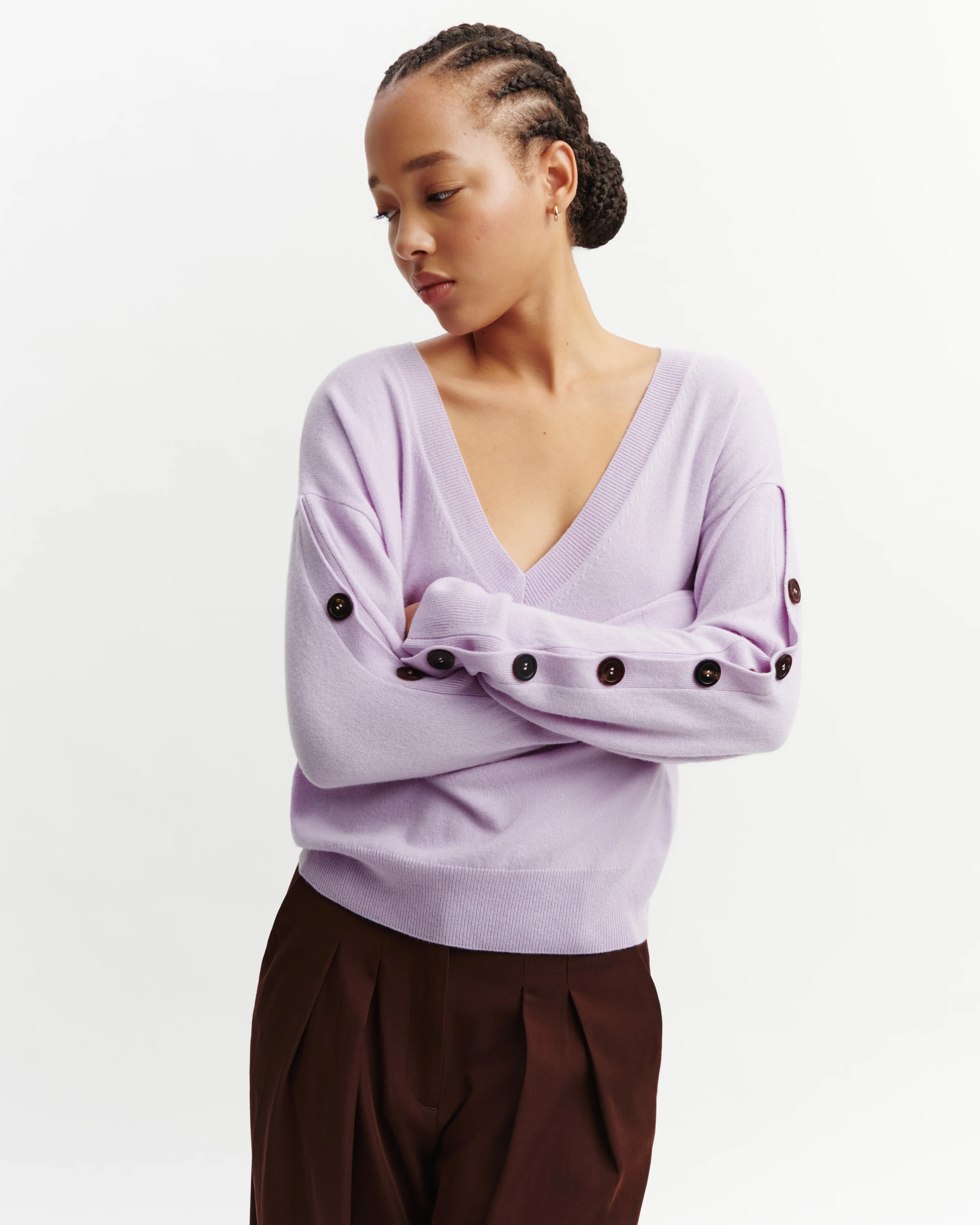 Pull col V à boutons - Image 2