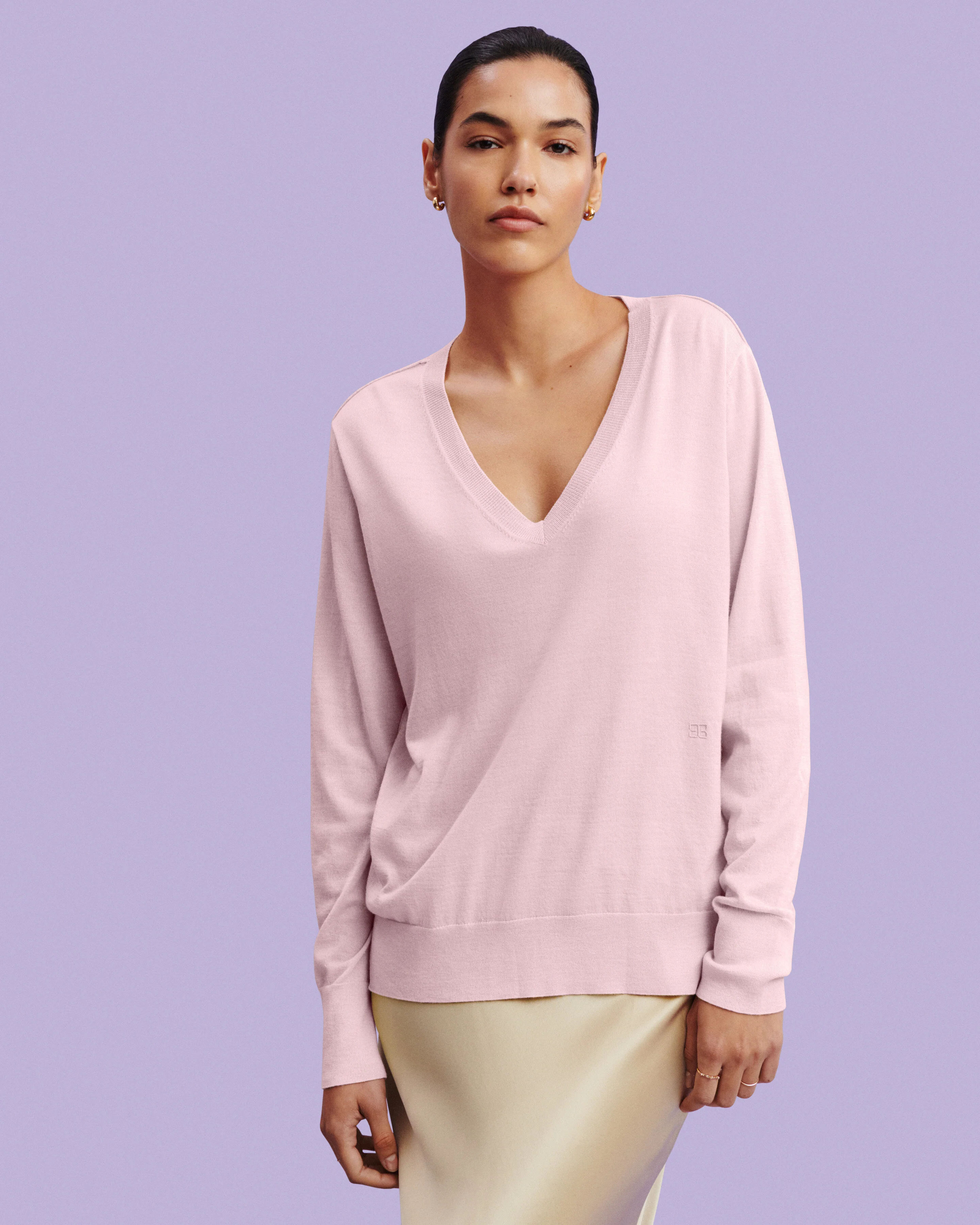 Pull V en maille fluide