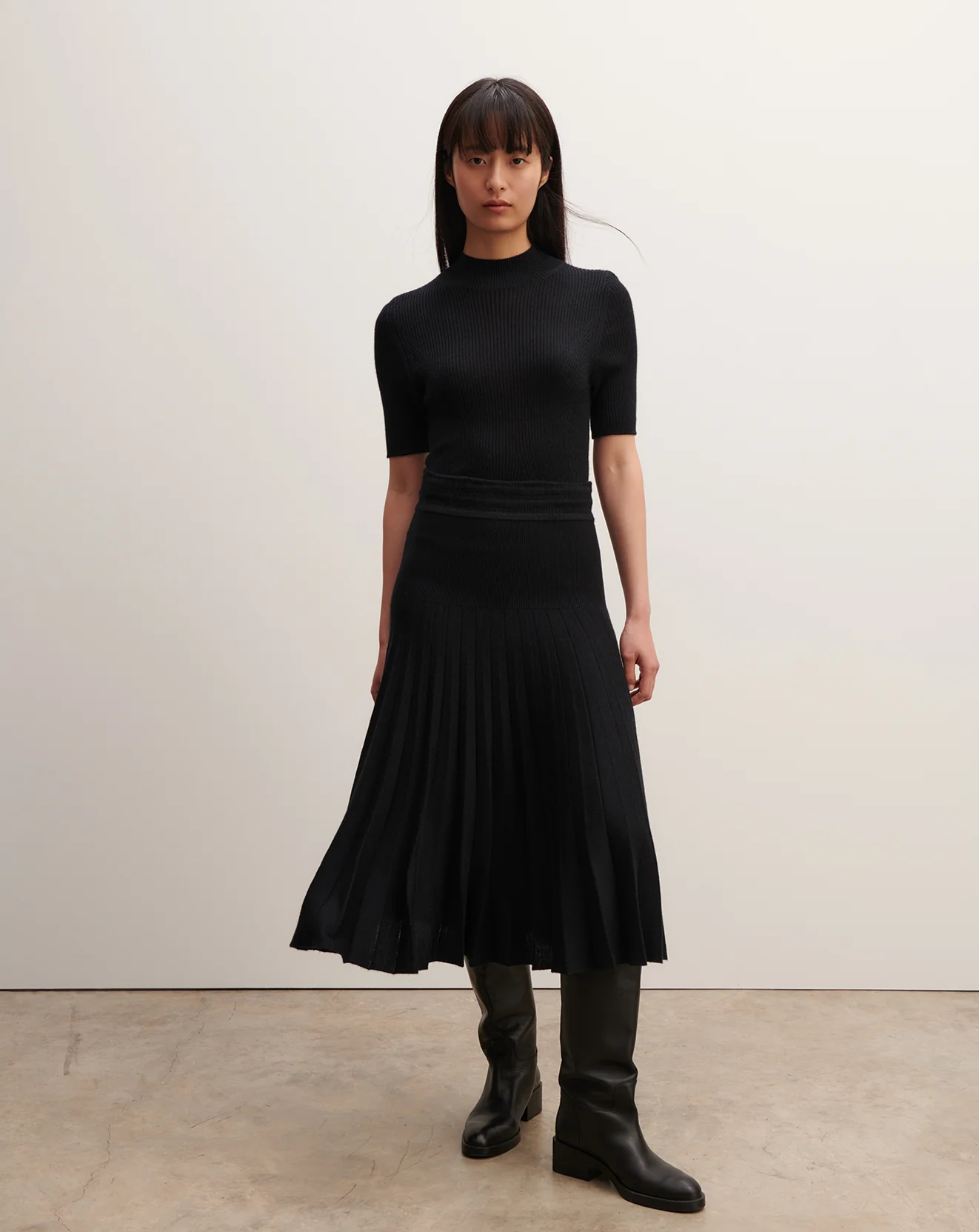 Robe longue plissée