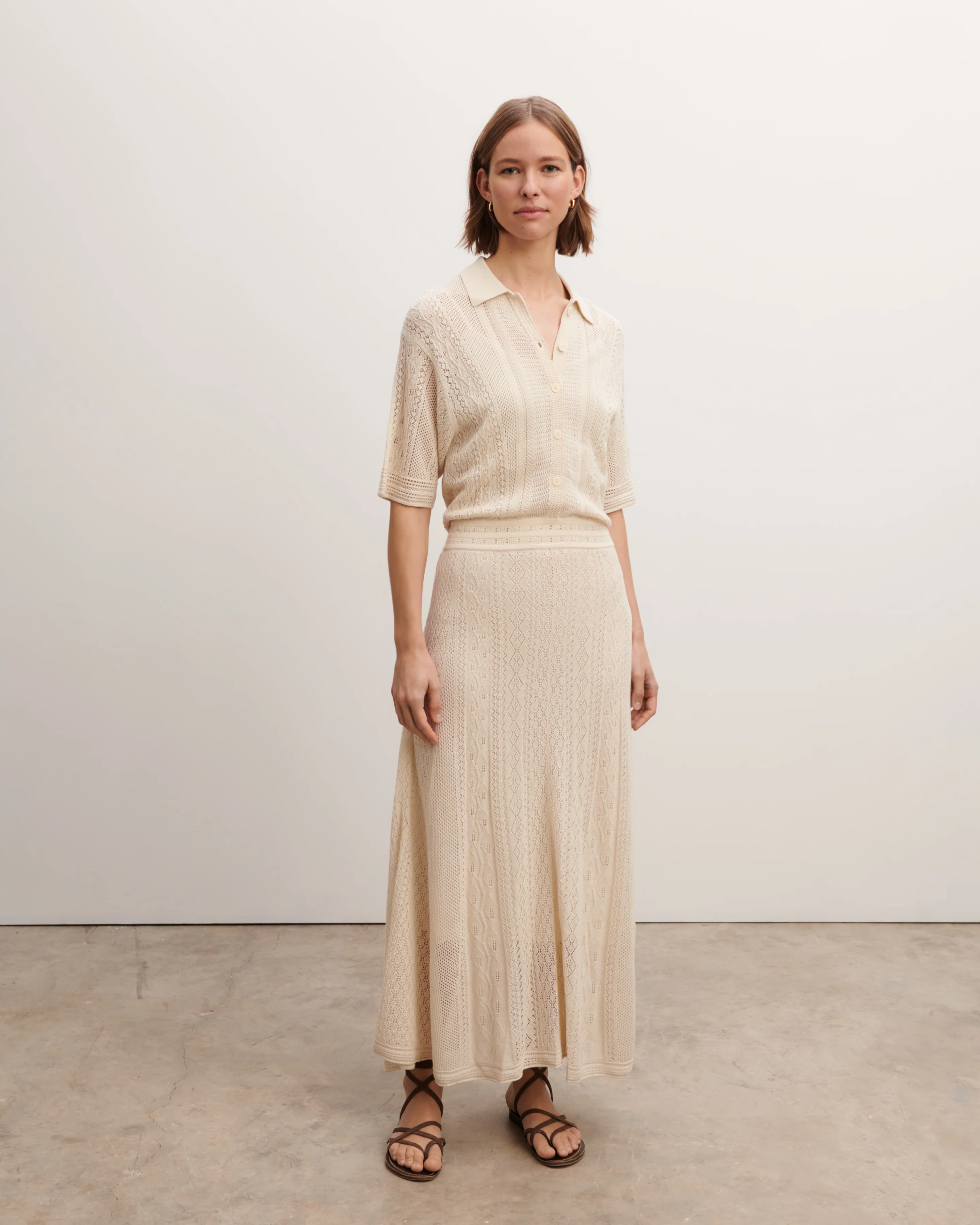 Robe polo pointelle
