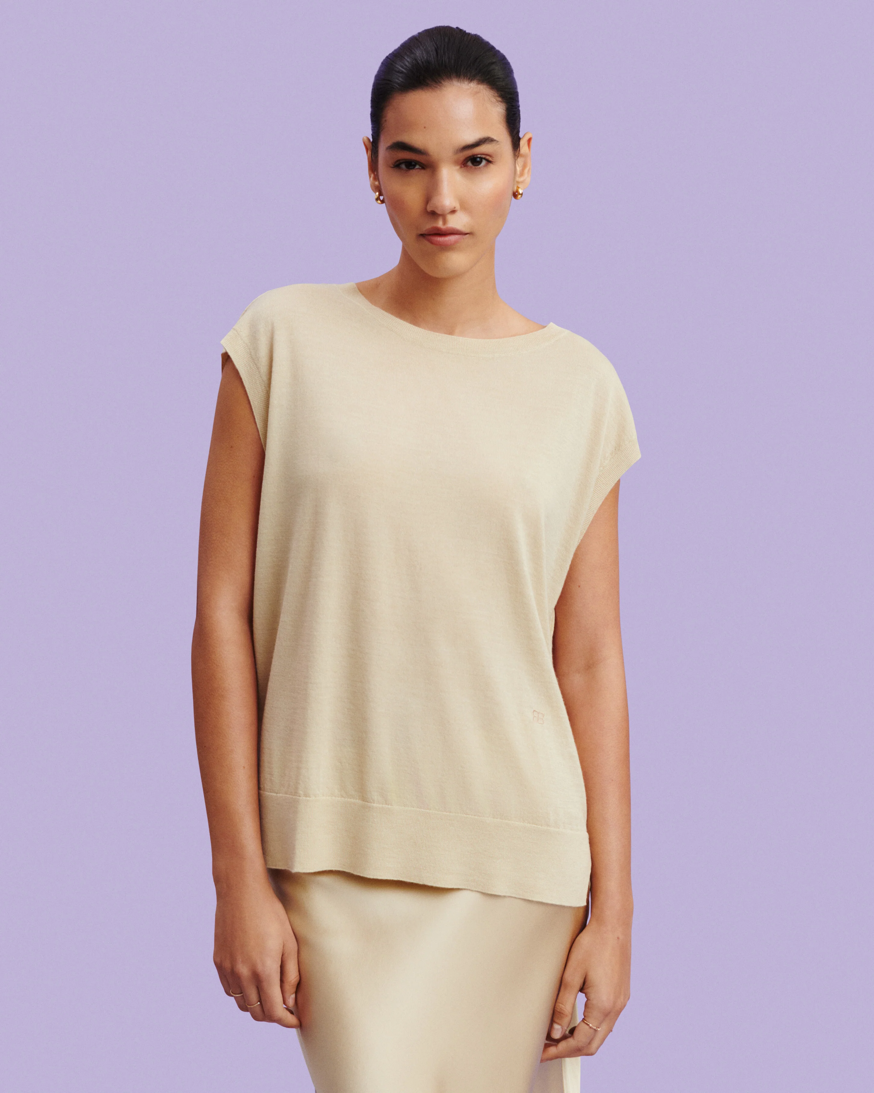 Top sans manches maille fluide